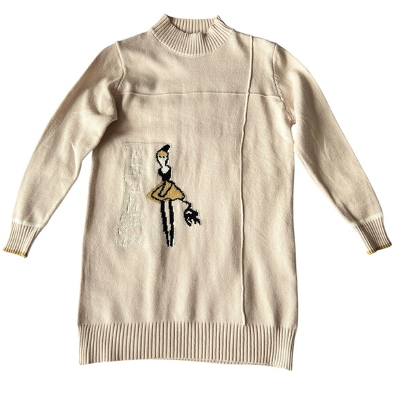 Adorable Cream Sweater with Artistic Design - Picture 4 of 13